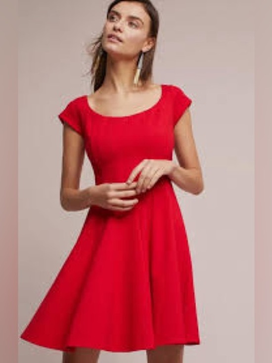 Anthropologie Dresses & Skirts - Anthropologie Bailey 44 Red Fit-and-Flare Midi Dress with Scoop Neck size medium